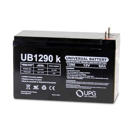 Upg Sealed Lead Acid Battery, 12 V, 9Ah, UB1290, T3 Tab Terminal, AGM Type 40756